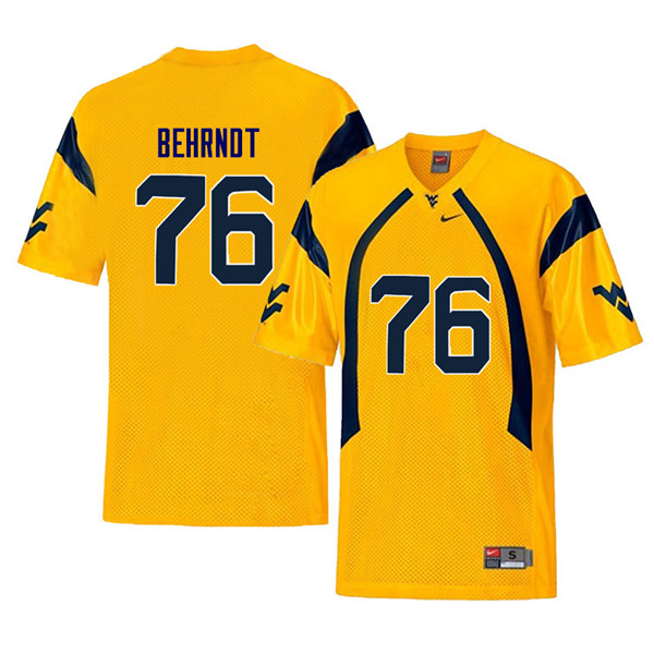 NCAA Men's Chase Behrndt West Virginia Mountaineers Yellow #76 Nike Stitched Football College Retro Authentic Jersey MV23G21RX